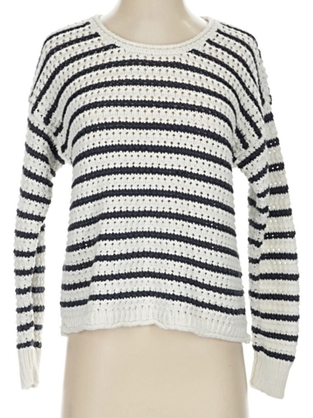Madewell Striped Open-Knit Crewneck Sweater